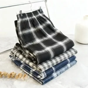High-Quality 2025 New Autumn and Winter Casual Comfortable Plaid Versatile Skin-Friendly Loose Men's Pajama Pants That Can Be Worn Outside as Loungewear