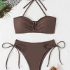 High Waist Bikini Women's Swimsuit 2026 Knotted Bathing Suits Woman Swimwear Bandeau Push Up Bikinis Sets Brazilian Beach Wear