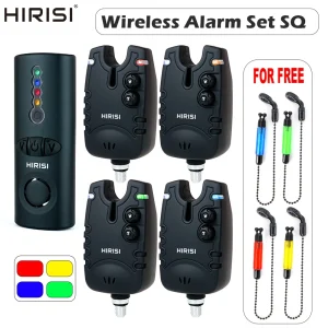 Hirisi SQ-4 Wireless Carp Fishing Alarm Set Waterproof LED Bite Indicator Adjustable Volume/Tone/Sensitivity Fishing Accessories