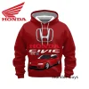 Honda Spring Autumn Men's Hoodie Long Sleeve Sweatshirt Racing Suit Motorcycle Outdoor Sports Stylish Casual