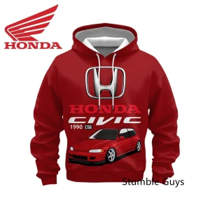 Honda Spring Autumn Men's Hoodie Long Sleeve Sweatshirt Racing Suit Motorcycle Outdoor Sports Stylish Casual