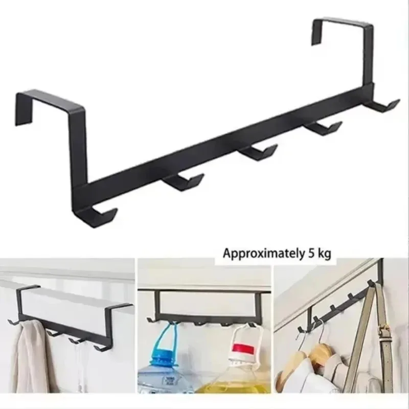 Hooks Over The Door 5 Hooks Home Bathroom Organizer Rack Clothes Coat HatTowel Hanger Bathroom Kitchen Accessories - Image 2
