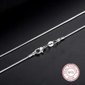 Hot 925 Sterling Silver 1mm Snake Necklace Chain 16-30inch High Quality For Woman Men Fashion Wedding Engagement Jewelry