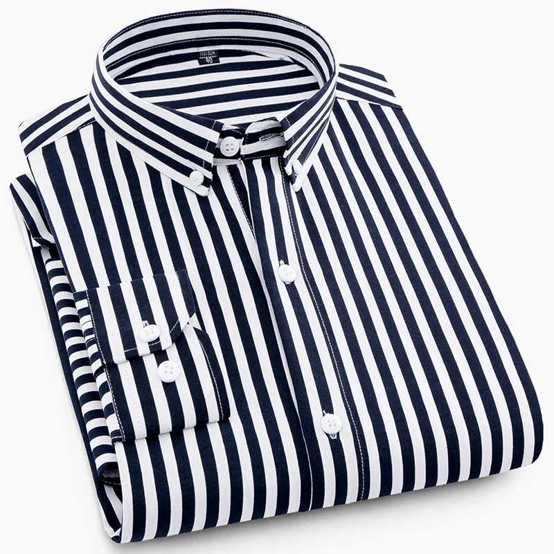 Hot New Men's Formal Shirts Long Sleeve Anti-Wrinkle Office Striped Fashion Business Male Social Plaid Shirt Work Men Clothing - Image 2