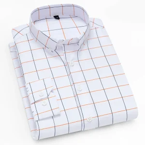 Hot New Men's Formal Shirts Long Sleeve Anti-Wrinkle Office Striped Fashion Business Male Social Plaid Shirt Work Men Clothing