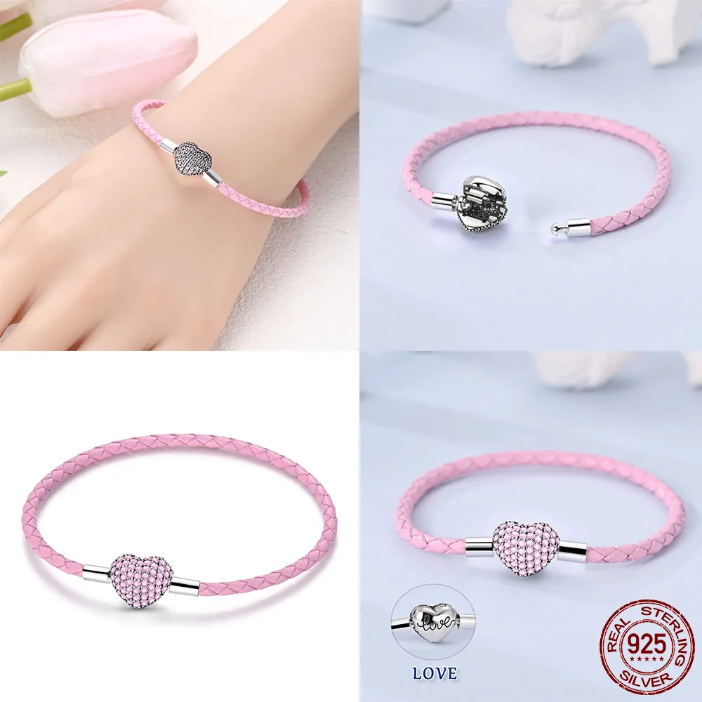 Hot Sale 925 Sterling Silver 17-20CM Bracelets Forever Love Butterfly Heart Bracelet Fit DIY Charms Beads Fashion Women Jewelry - Image 3