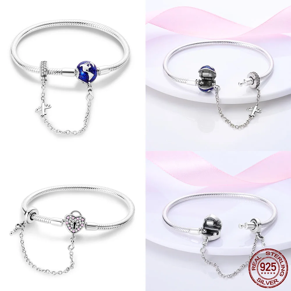 Hot Sale 925 Sterling Silver 17-20CM Bracelets Forever Love Butterfly Heart Bracelet Fit DIY Charms Beads Fashion Women Jewelry - Image 5