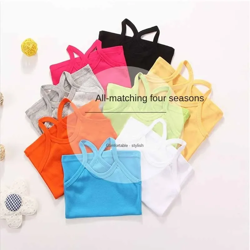 Hot Summer Cotton Girls Vest Sleeveless Solid Color T-shirts Tees Kids Children Tops Baby Girl Casual Clothes Tshirt 2-12 Years - Image 3