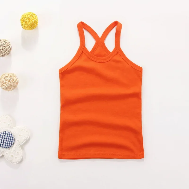 Hot Summer Cotton Girls Vest Sleeveless Solid Color T-shirts Tees Kids Children Tops Baby Girl Casual Clothes Tshirt 2-12 Years - Image 4