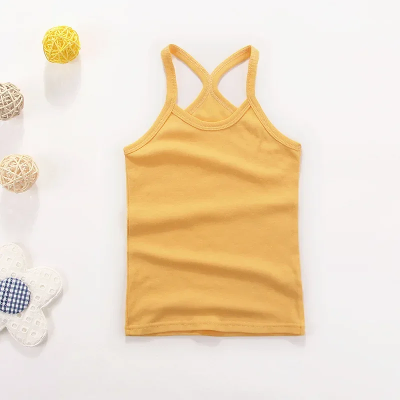 Hot Summer Cotton Girls Vest Sleeveless Solid Color T-shirts Tees Kids Children Tops Baby Girl Casual Clothes Tshirt 2-12 Years - Image 5