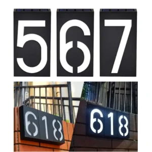 House Address Number Solar Powered 0-9 LED Light Street Road Doorplate Wall Lamp waterproof housing House Number Light
