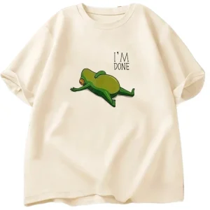 I Am A Frog Print T-shirt, Women's Round Neck Short Sleeve Casual T-shirt, Street Style Top.Summer Streetwear Graphic T Shirts
