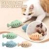 Interactive Cat Toy Food Dispenser for Indoor Cats Blue Treat & Catnip Stuffer Engaging Silicone Fish Chew Toy Dental Care