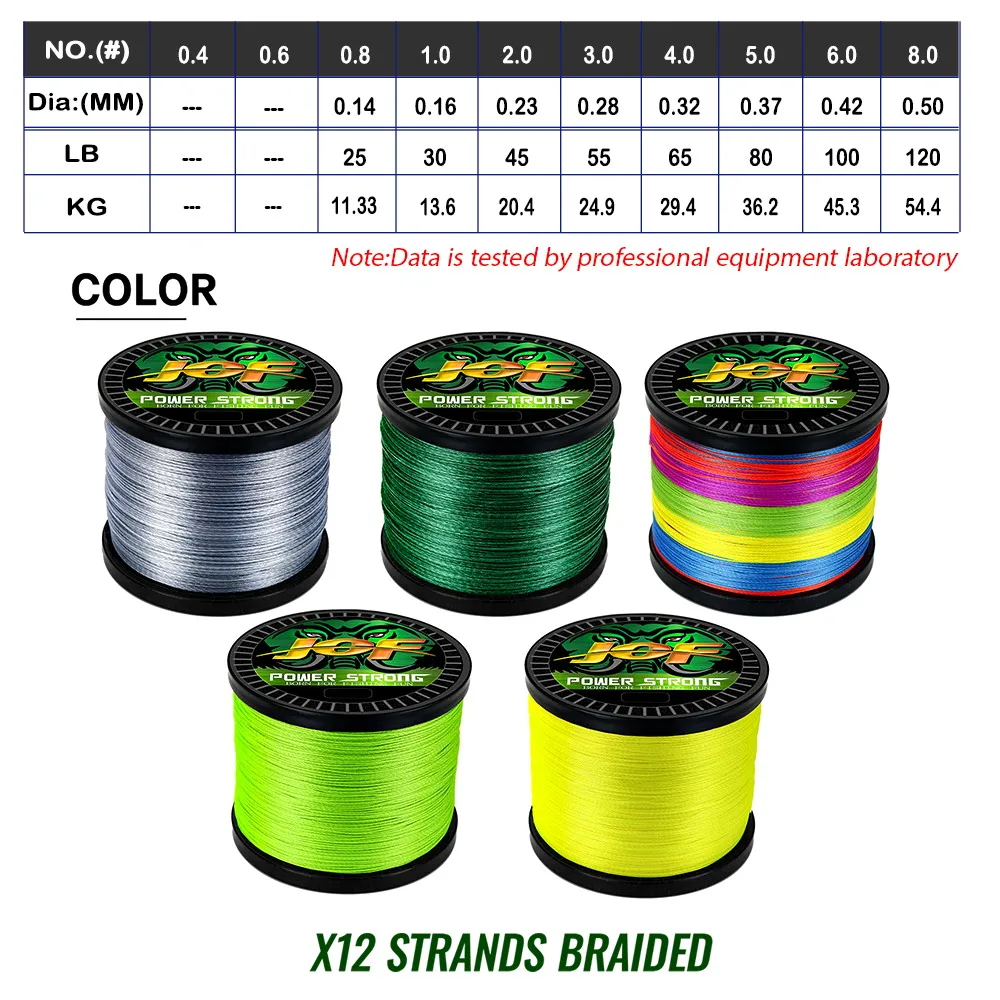 JOF 12 Strands Fishing Line 500M/100M/300/1000M Braided PE Strong Wire Multifilament Durable Sea Saltwater Japan Wire - Image 4