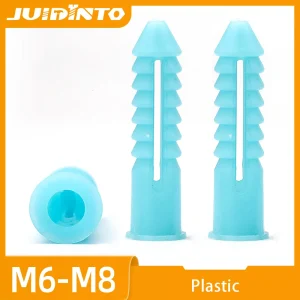 JUIDINTO 20/60pcs Plastic Drywall Wall Anchors Rubber Wall Plug Blue m6 m8 Plastic Expansion Tube for Tapping Screw