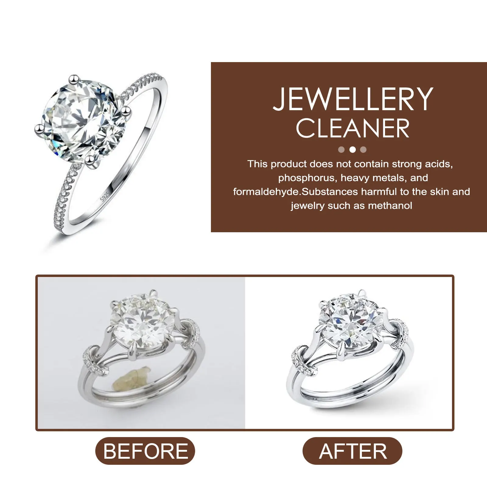 Jewelry Cleaner Silver Polishing Watch Diamond Cleaner Tarnish Remover Cleaner Liquid Metal Gemstone Jewelry Cleaning Solution - Image 5