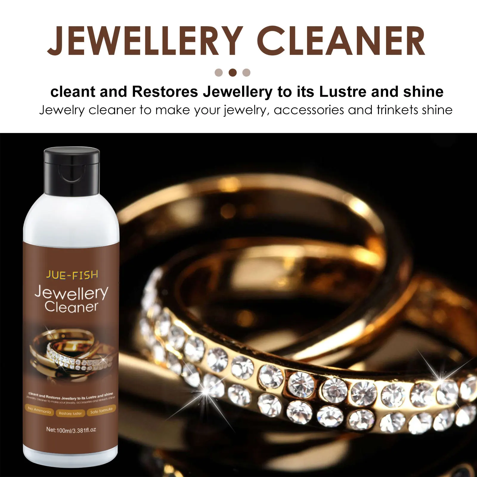 Jewelry Cleaner Silver Polishing Watch Diamond Cleaner Tarnish Remover Cleaner Liquid Metal Gemstone Jewelry Cleaning Solution - Image 3