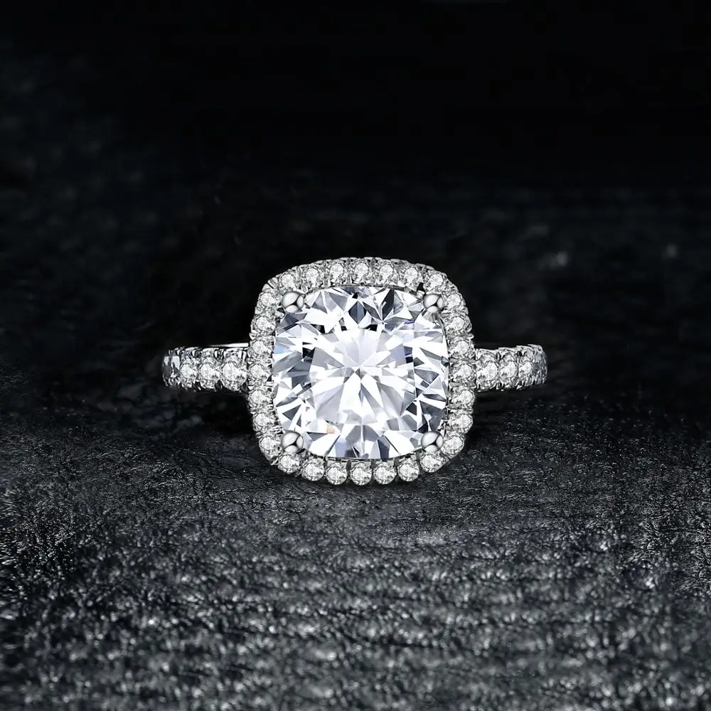 JewelryPalace 925 Sterling Silver Wedding Engagement Ring for Women 3ct Halo Princess cut Simulated Diamond AAAAA CZ Bridal Ring - Image 2