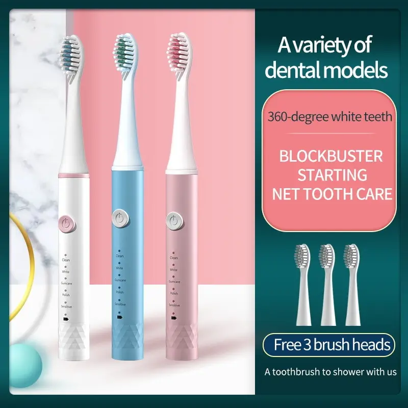 Jianpai Adult Blue Pink Sonic Electric Toothbrush Adult 5-gear Mode USB Charging IPX7 Waterproof Sonic Electric Toothbrush - Image 2
