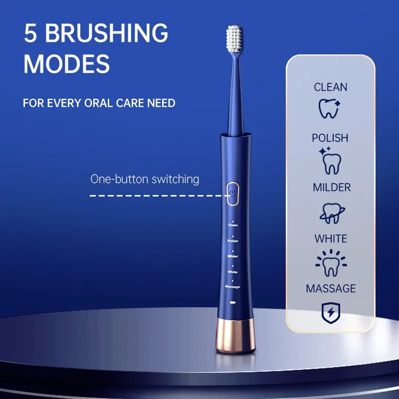 Jianpai Adult Male and Female Electric Toothbrush Hollow Cup Motor Type-c Charging 5-gear Mode Sonic Electric Toothbrush - Image 2