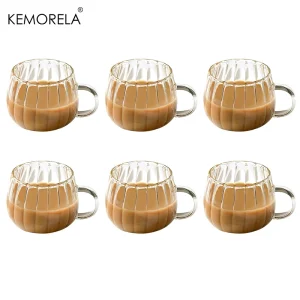 KEMORELA 1/4/6PCS Halloween Pumpkin Shaped Glass Cups High Borosilicate Glass Water Cup 450ml Coffee Drinking Glasses For Juice
