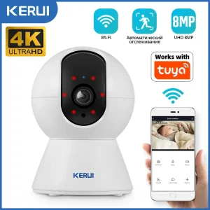 KERUI 5MP 8MP 4K HD Mini WiFi IP Camera Indoor Wireless Security Home CCTV Surveillance Camera With Tuya Smart Auto Tracking