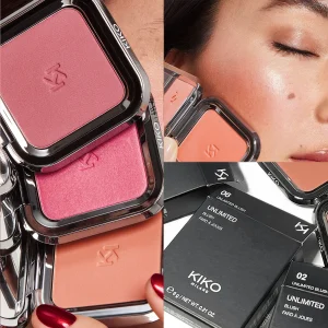 KIKO Unlimited Blush Long Lasting Rouge Powder Blusher With a Buildable Result Lipstick Cheek Pocket Blush Easy To Apply Color