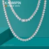 KNOBSPIN 3 Claw D VVS1 Moissanite Tennis Necklace 3/4/5mm GRA Certified Lab Diamond Solid s925 Silver GRA Necklace for Women Man