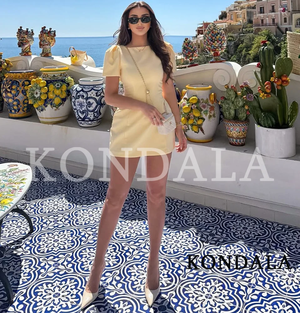 KONDALA Elegant Short Dress Women Casual Vacation Short Sleeve Mini Dress New 2026 Spring Summer Fashion Party Cute Lady Dress - Image 2