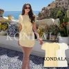 KONDALA Elegant Short Dress Women Casual Vacation Short Sleeve Mini Dress New 2026 Spring Summer Fashion Party Cute Lady Dress