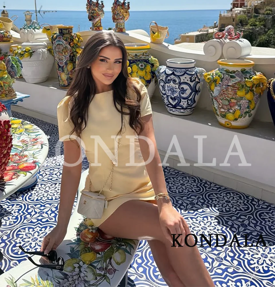 KONDALA Elegant Short Dress Women Casual Vacation Short Sleeve Mini Dress New 2026 Spring Summer Fashion Party Cute Lady Dress - Image 3