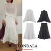 KONDALA Vintage Polka Dot Women Sets Chiffon Bow Tie Loose Blouses Loose Long Skirts Fashion 2026 Spring Summer Holiday Suits