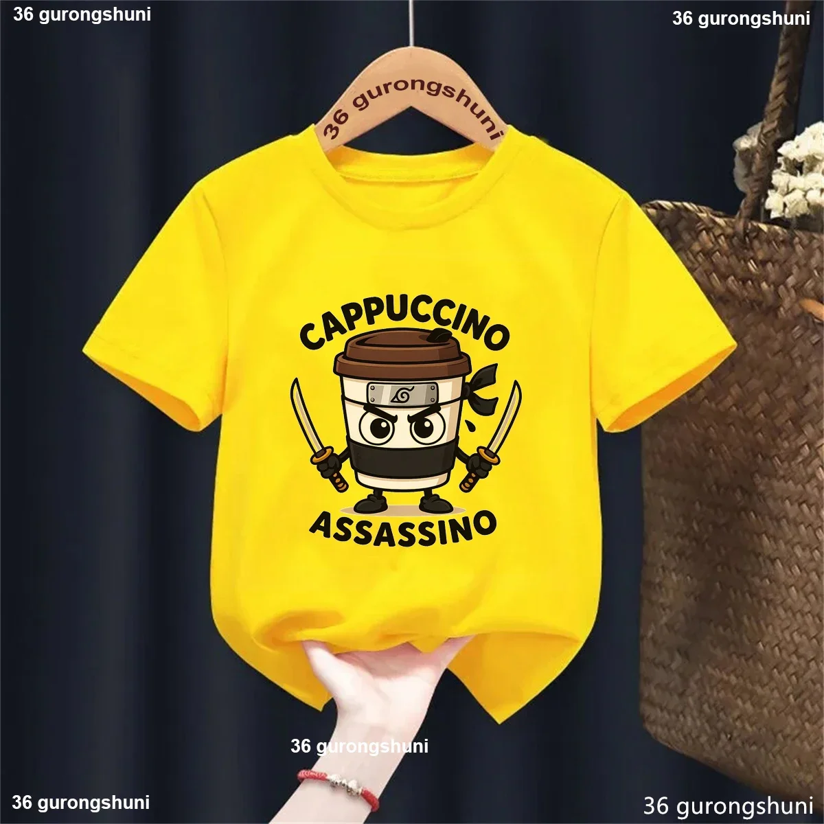Kids Clothes Italian Brainrot Cappuccino Assassino Graphic Printed T Shirt Girls/Boys Funny Japanese Ninja Tshirt Summer Tops - Image 5