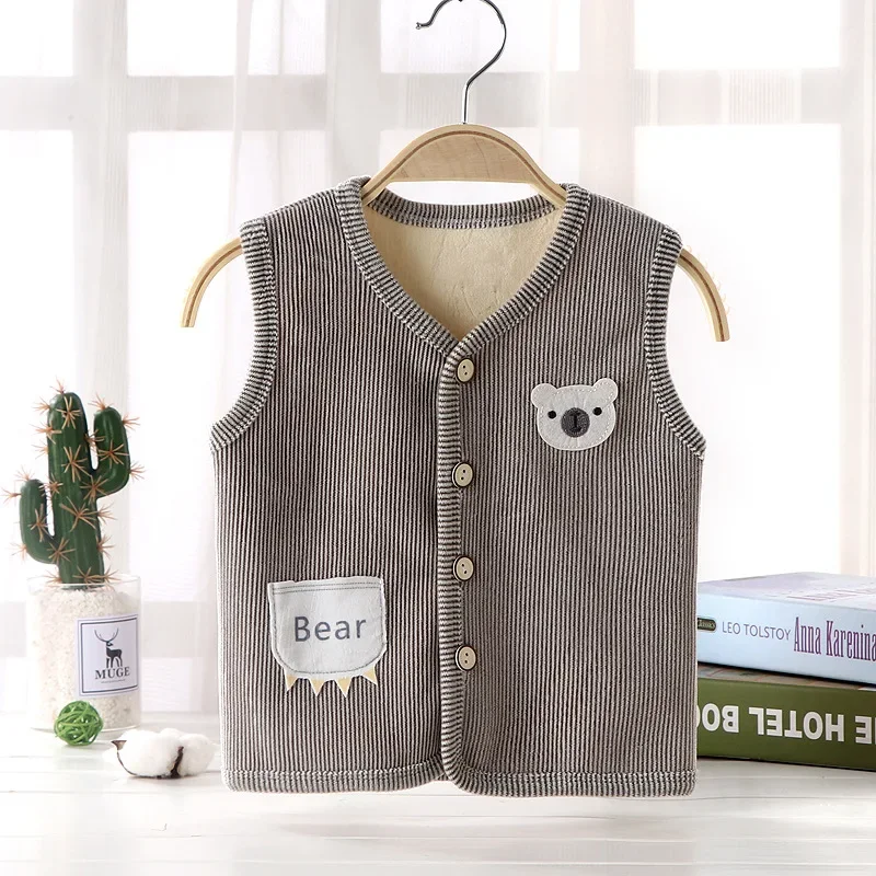 Kids Clothes Waistcoat Children's Vest Boy Girl Thicken Velvet lining Keep Warm Jackets Vest Children's Clothing Autumn Winter - Image 3