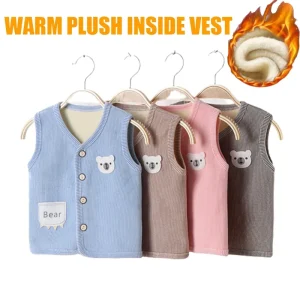 Kids Clothes Waistcoat Children's Vest Boy Girl Thicken Velvet lining Keep Warm Jackets Vest Children's Clothing Autumn Winter