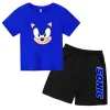 Kids Fashion T-shirt Anime Smart Justice Brave Animal Print Boys Girls Toddler 3-12yrs Top + Shorts 2P Casual Sport Charming Set