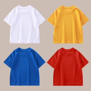 Kids Summer Boy Girl T-shirt Solid Cotton Breathable Teenager Short Children Shirt For Child Korean Top