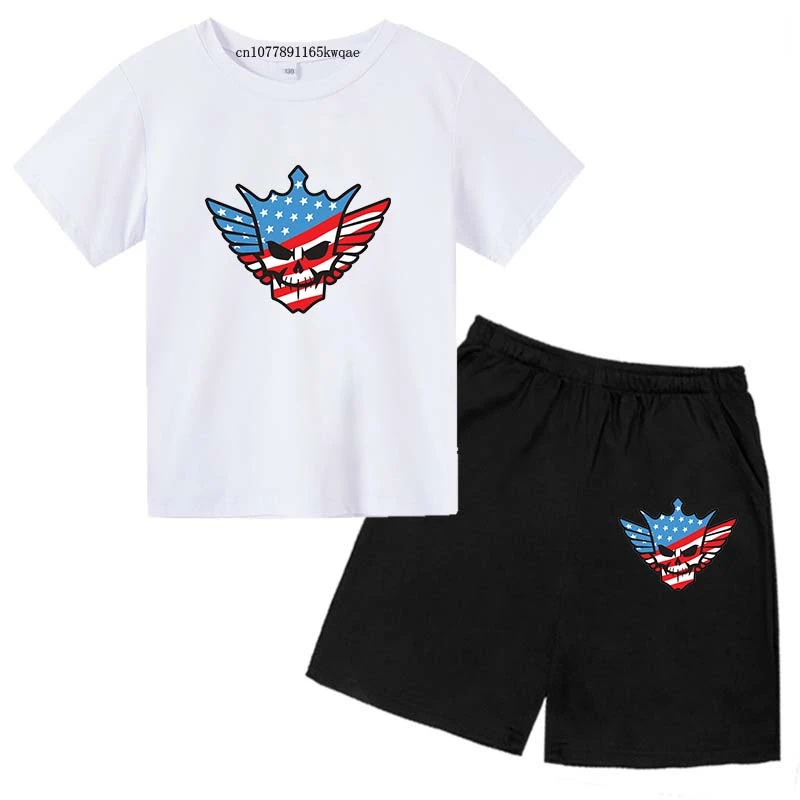 Kids Summer Casual WWE Cody Rhodes Breathable Tees+Pants 2pcs Sportsuits 2-13 Years Boys Girls Streetwear Outfits Children Sets - Image 2