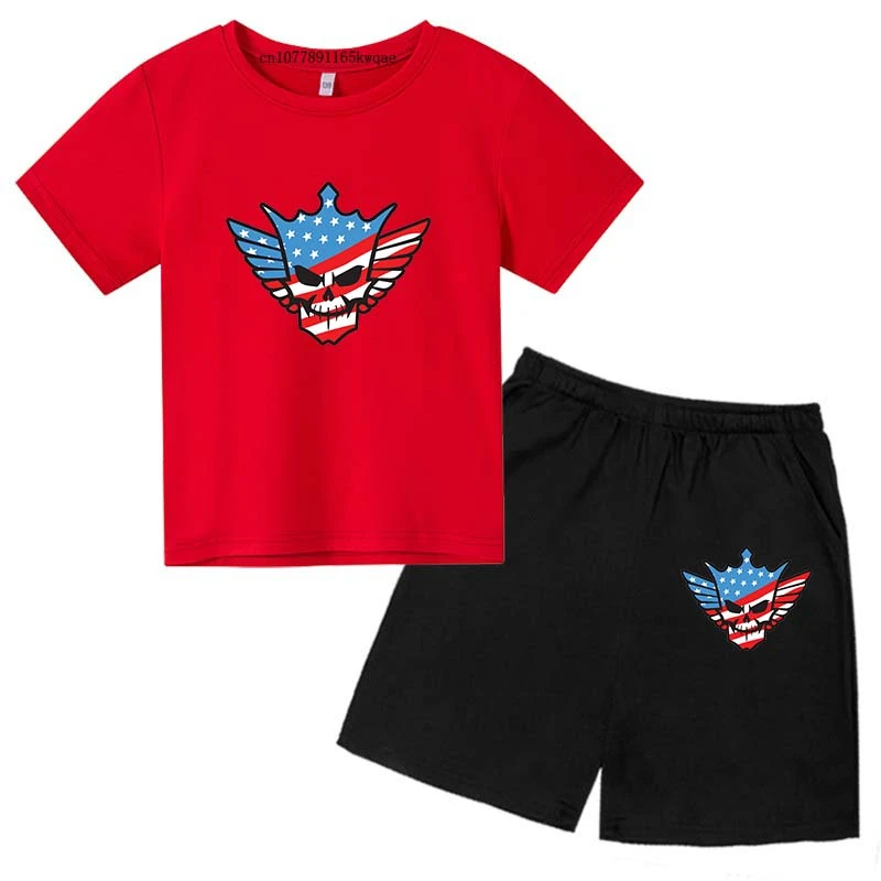 Kids Summer Casual WWE Cody Rhodes Breathable Tees+Pants 2pcs Sportsuits 2-13 Years Boys Girls Streetwear Outfits Children Sets - Image 3