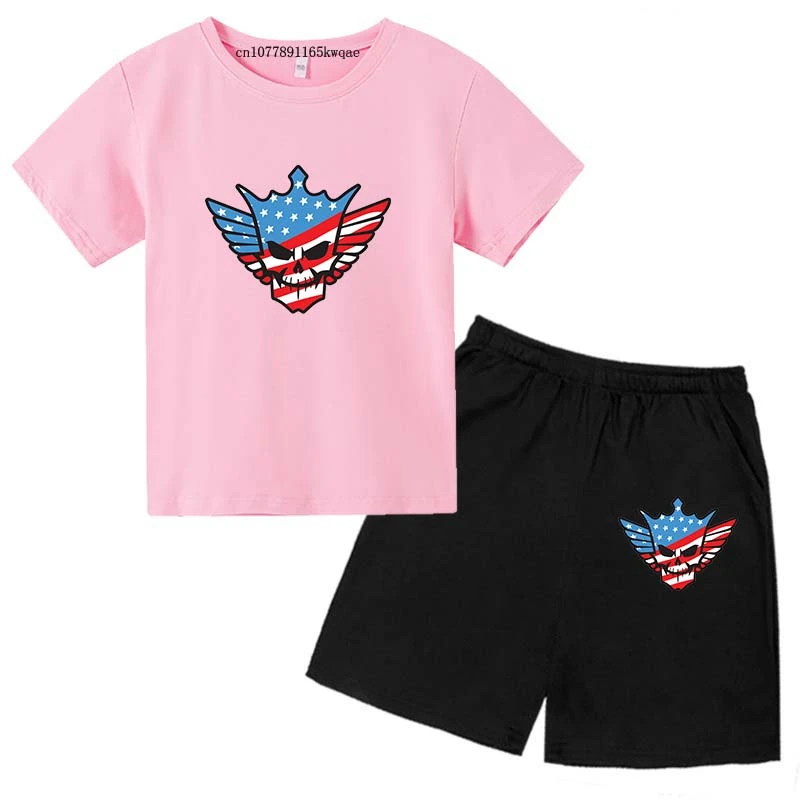 Kids Summer Casual WWE Cody Rhodes Breathable Tees+Pants 2pcs Sportsuits 2-13 Years Boys Girls Streetwear Outfits Children Sets - Image 6