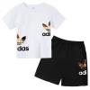Kids Summer Leisure Letter 2pcs O-neck Short Sleeve T-shirts+Pants Suits 3-13 Years Boys Girls Casual Outfits Children Clothes