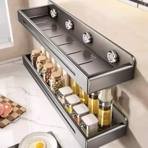 Kitchen Rack Bathroom Wall Shower Shampoo Rack No-punch Wall Mount Shower Storage Shelf Large Capacity Strong Load-bearing