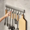 Kitchen Storage Rack Aluminum Alloy Hook Rack Wall Mounted Kitchen Utensil Storage Rack Bathroom Robe Towel Hanger