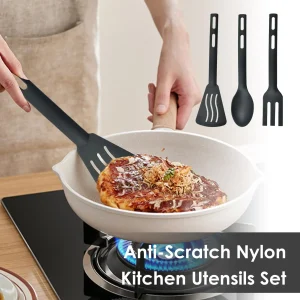 Kitchen Utensils Set Nylon Kitchen Utensils Set Non Stick Spatulas Comfortable Handle Cookware Accessories For Camping Hiking