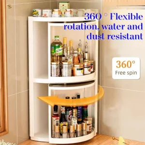Kitchen triangular rotating shelf wall-mounted storage rack360°Rotating spice rack, corner storage rack, bottle and jar organize