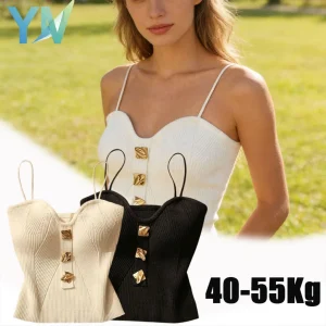 Knit Bandeau Camisole for Women Summer New Sleeveless Backless Crop Top Layering Undershirt Casual Chic Basic Clothing