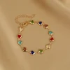 Korean Colorful Heart Bracelet For Women Exquisite Crystal Zircon Metal Chain Bracelets Bangles Girl Party Wedding Jewelry Gifts