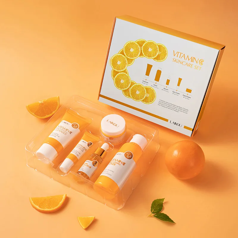 LAIKOU Vitamin C Facial Skin Care Set Face Cleanser Refresh Serum Eye Cream Essence Increase Skin Elastic Smoothing & Tendering - Image 6