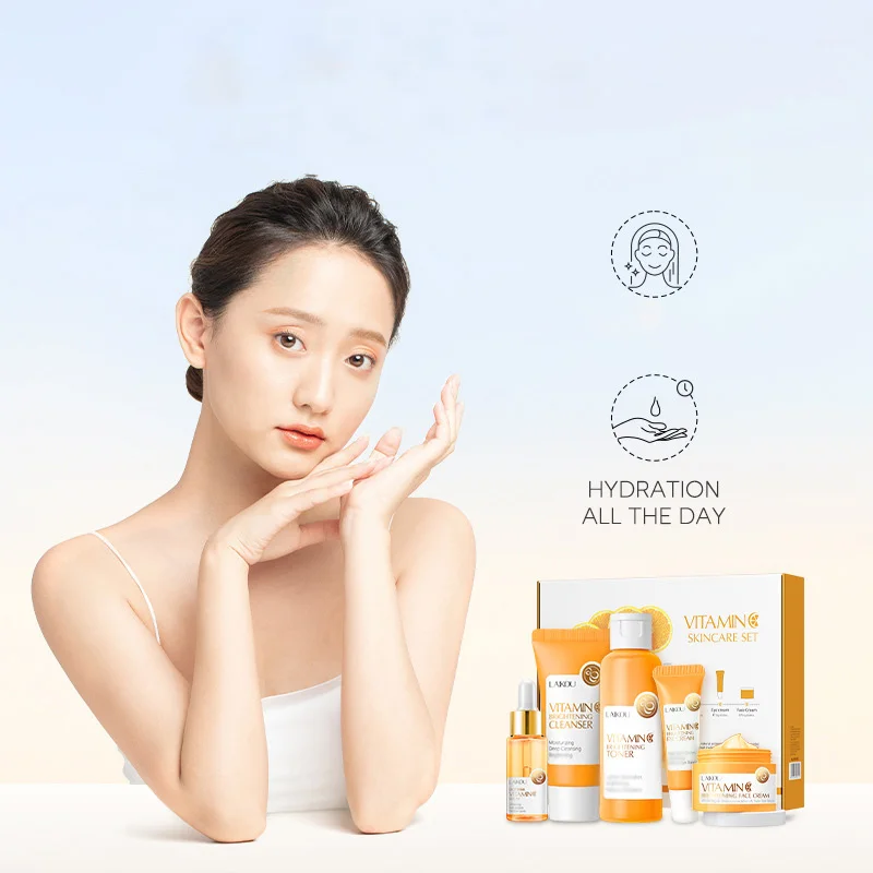 LAIKOU Vitamin C Facial Skin Care Set Face Cleanser Refresh Serum Eye Cream Essence Increase Skin Elastic Smoothing & Tendering - Image 4