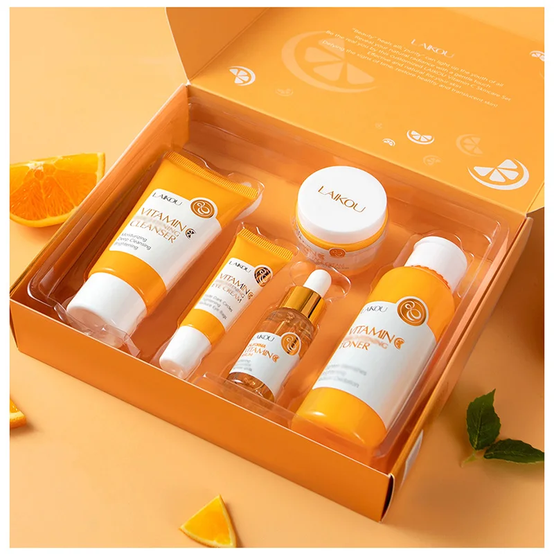 LAIKOU Vitamin C Facial Skin Care Set Face Cleanser Refresh Serum Eye Cream Essence Increase Skin Elastic Smoothing & Tendering - Image 5